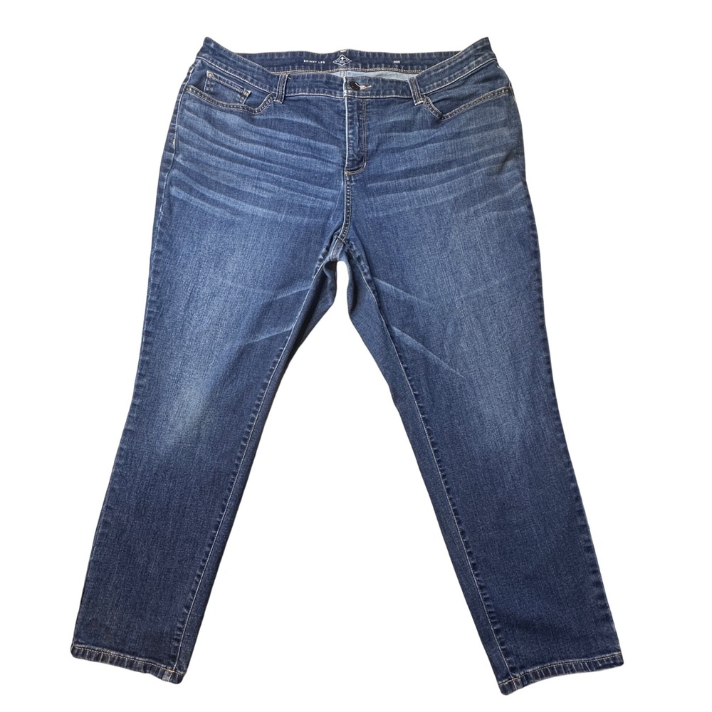 St.‎ John's Bay Jeans Women 20W Blue Skinny Leg High Rise Stretch Denim Repaired